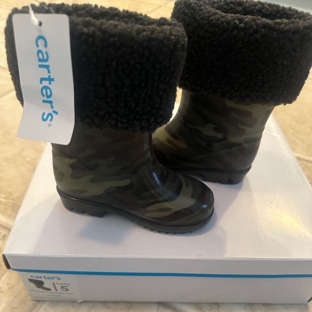 Carter's Kids Camouflage Boots - Black and Green